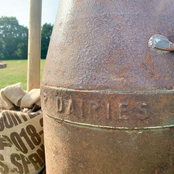 Vintage milk churn for hire from Jaques & Co