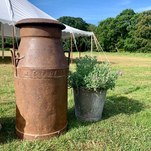 Vintage milk churn for hire from Jaques & Co